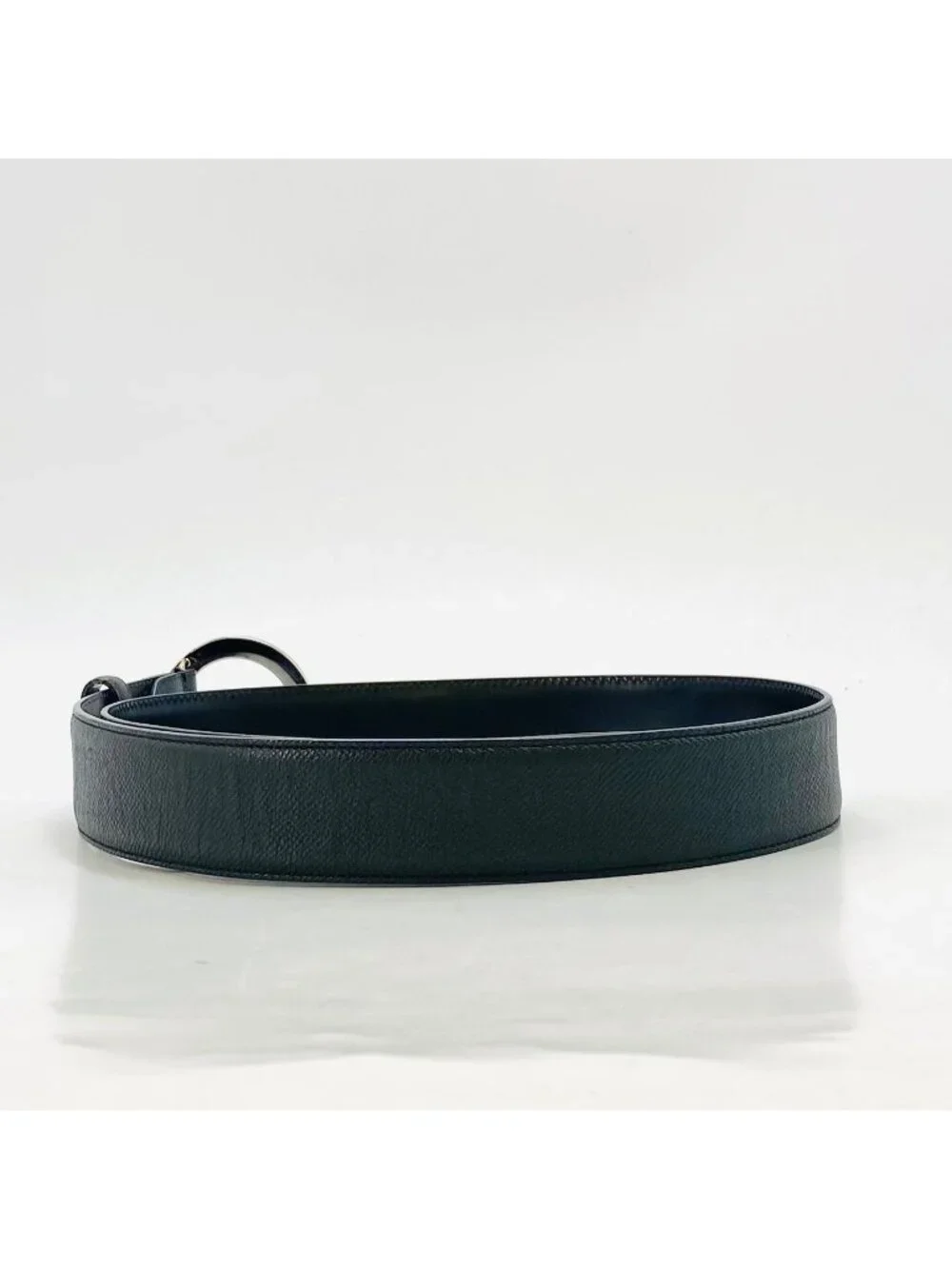Bvlgari Bulgari Belt Circle Logo Leather Business Black